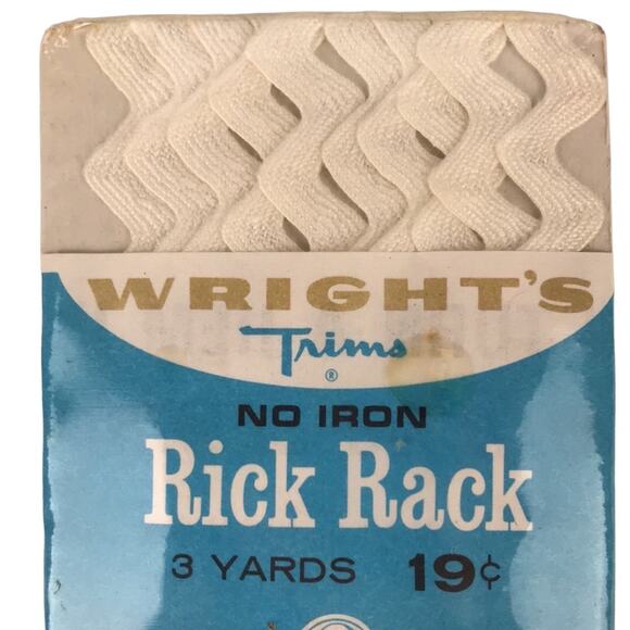Vintage NOS Wright's Trims Rick Rack No Iron 100% Cotton White 30 3 Yards Sewing - Picture 2 of 4